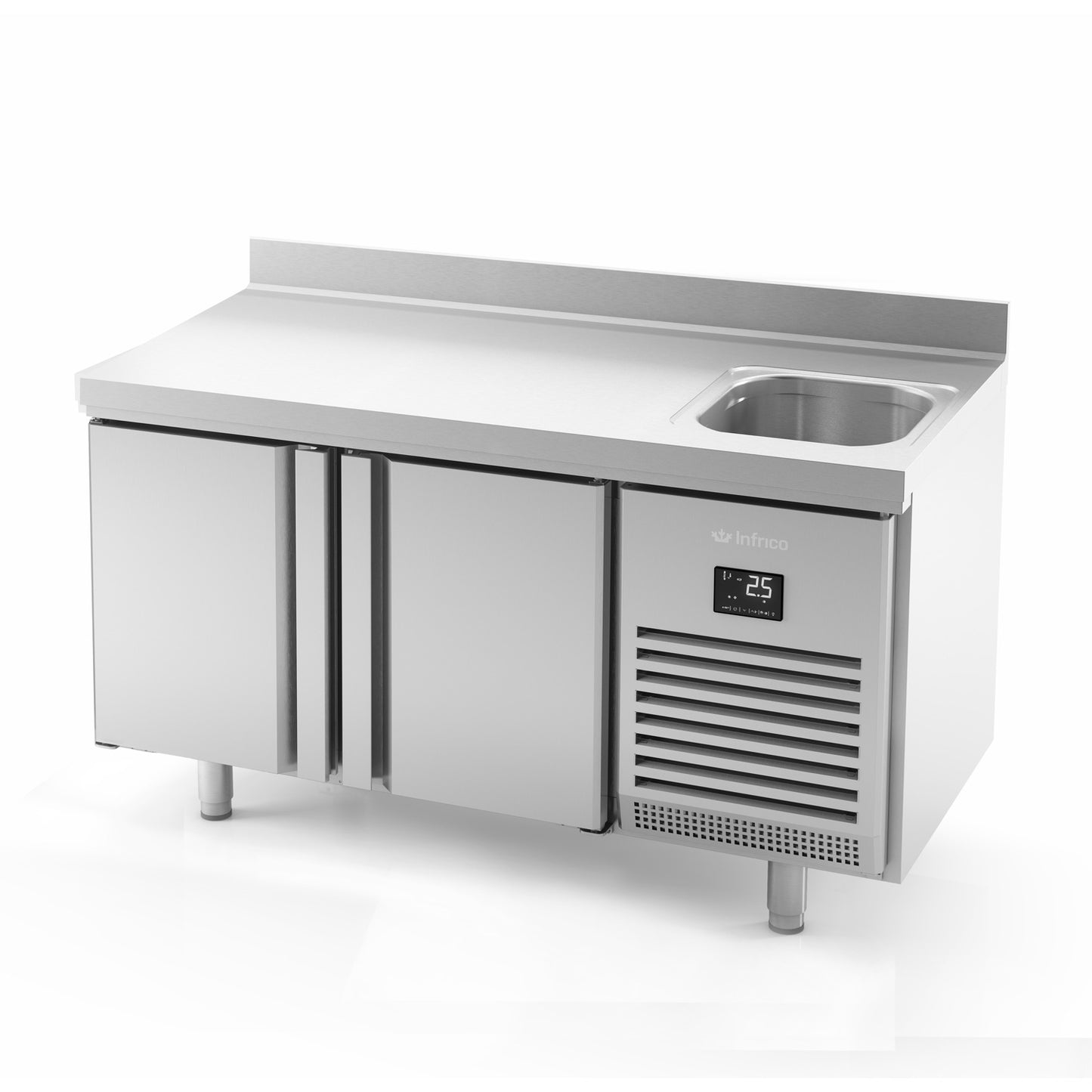 BMGN 1470 F - MESA DE REFRIGERACIÓN CON FREGADERO 2 PUERTAS