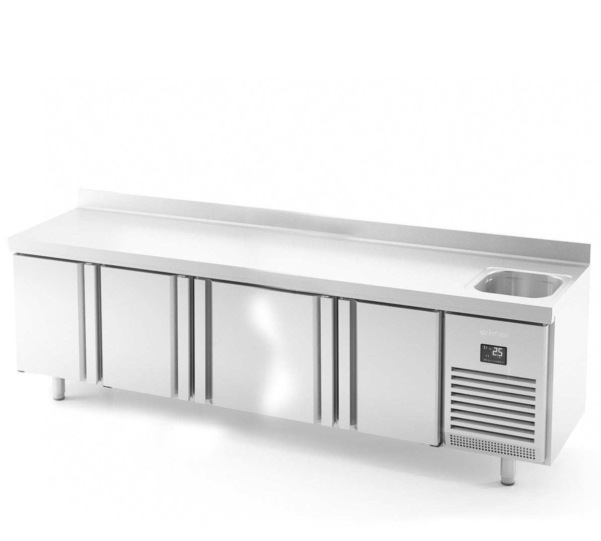 BMGN 2450 F - MESA DE REFRIGERACIÓN CON FREGADERO 4 PUERTAS